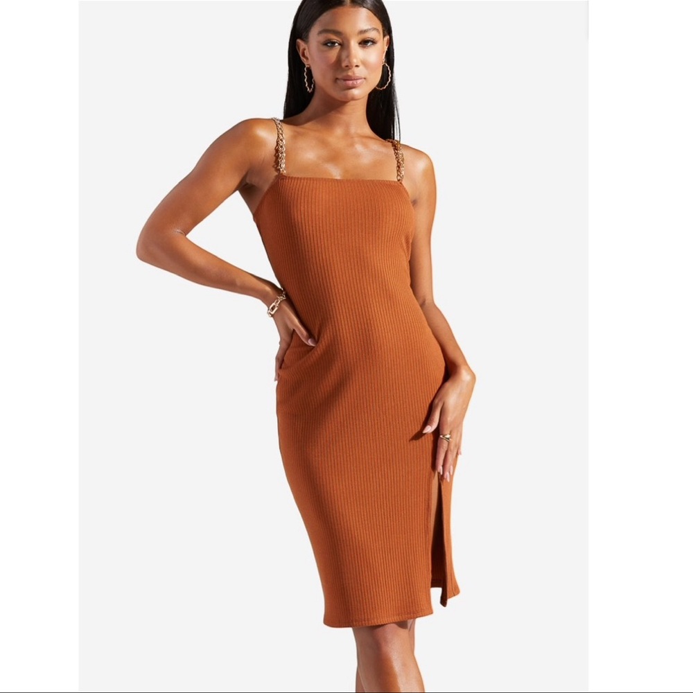 Elegant Brown Sleeveless Dress